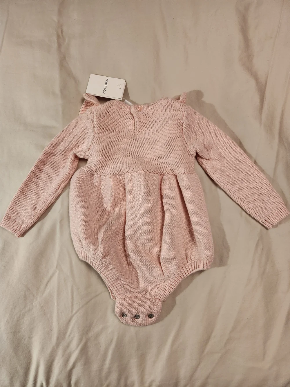 Nordstrom Pink Knit Ruffle Heart Baby One-Piece